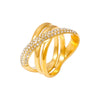 Wholesale 316L Stainless Steel Geometric Cross Winding Ring Electroplated With Real Gold