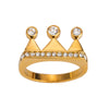 Wholesale Stainless Steel Geometric Crown Inlaid Zircon Ring With 18K Gold Electroplating For Women