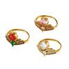Wholesale 316L Stainless Steel Geometric Crown Pattern Electroplated Adjustable Ring