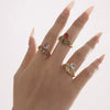 Wholesale 316L Stainless Steel Geometric Crown Pattern Electroplated Adjustable Ring