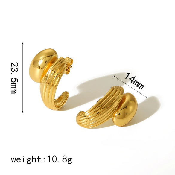 Wholesale Stainless Steel Geometric Cshaped Cross Earrings With French Retro Design And Electroplating Treatment For Women