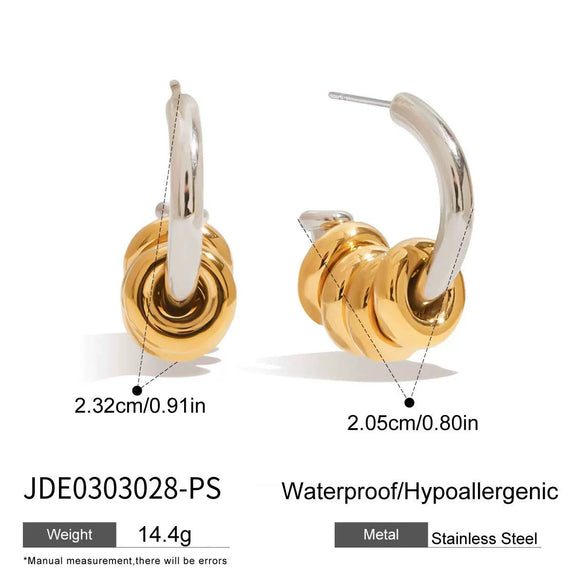 Wholesale Stainless Steel Geometric Cshaped Cut Out Earrings With 18K Gold Electroplating And Gold And Silver Color Matching Quiet And Elegant Original Design