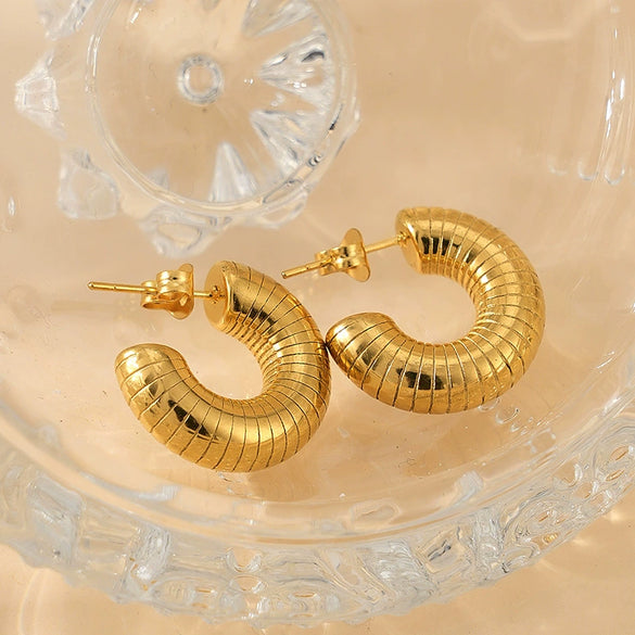 Wholesale Stainless Steel Geometric Cshaped Earrings For Women 18K Goldplated