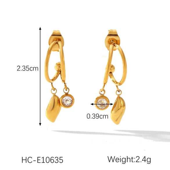 Wholesale Stainless Steel Geometric Cshaped Earrings Inlaid With Zircon For Women