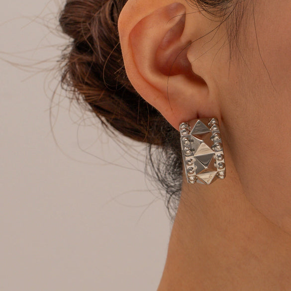 Wholesale Stainless Steel Geometric Cshaped Electroplated Earrings For Women