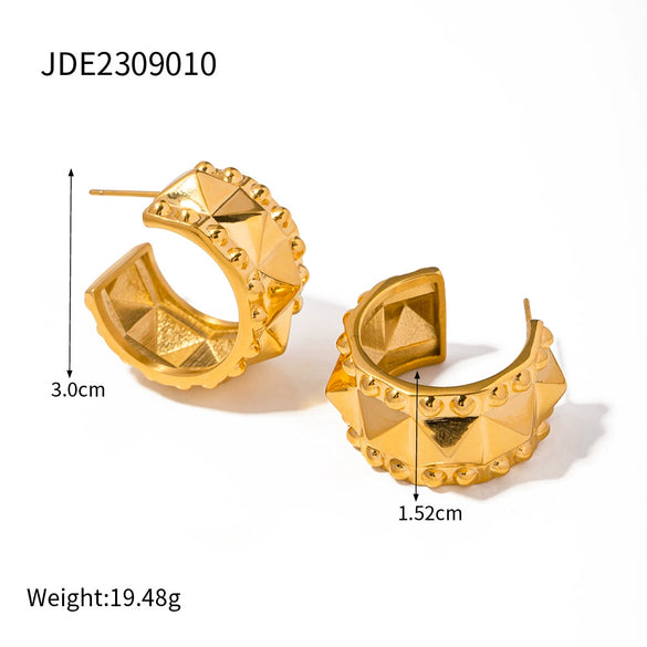 Wholesale Stainless Steel Geometric Cshaped Electroplated Earrings For Women