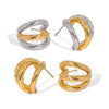 Wholesale Stainless Steel Geometric Cshaped Electroplated Threelayer Thread Earrings For Women