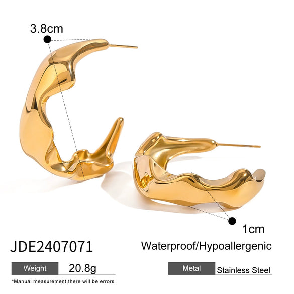 Wholesale Stainless Steel Geometric Cshaped Electroplated Women's Earrings Jewelry With Smooth Curved Design