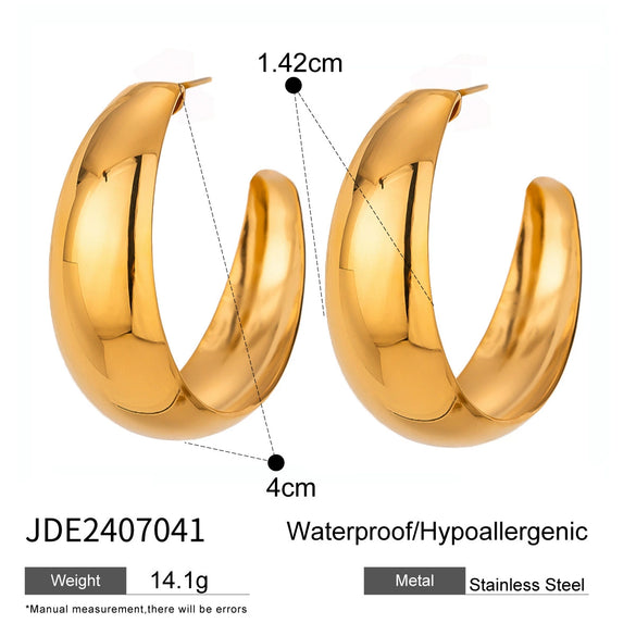 Wholesale Stainless Steel Geometric Cshaped Electroplated Women's Trend Jewelry Earrings