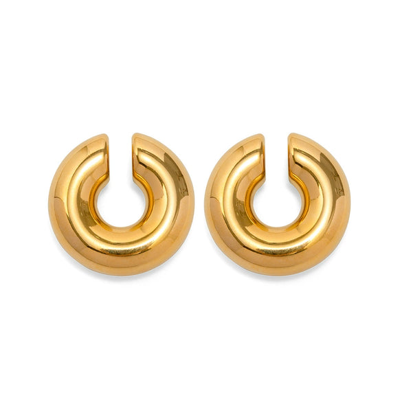 Wholesale Stainless Steel Geometric Cshaped Hollow Electroplated Ear Clip Earrings