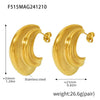 Wholesale 316L Stainless Steel Geometric Cshaped Multilayer Heavy Polished Pvd Plated 18K Real Gold Women's Earrings