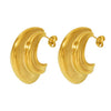 Wholesale 316L Stainless Steel Geometric Cshaped Multilayer Heavy Polished Pvd Plated 18K Real Gold Women's Earrings