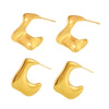Wholesale 316L Stainless Steel Geometric Cshaped Pleated Earrings With Pvd Plating