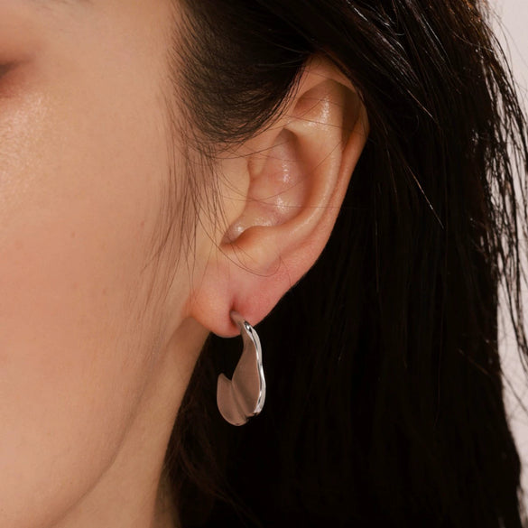 Wholesale 316L Stainless Steel Geometric Cshaped Pleated Earrings With Pvd Plating