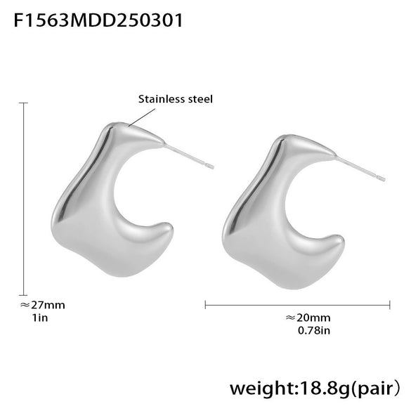Wholesale 316L Stainless Steel Geometric Cshaped Pleated Earrings With Pvd Plating