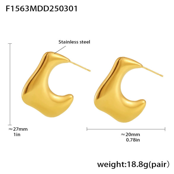 Wholesale 316L Stainless Steel Geometric Cshaped Pleated Earrings With Pvd Plating