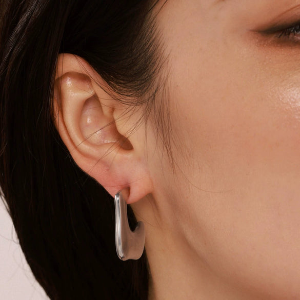 Wholesale 316L Stainless Steel Geometric Cshaped Pleated Earrings With Pvd Plating