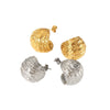 Wholesale Stainless Steel Geometric Cshaped Tassel Pleated Texture Electroplated Women's Earrings