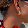 Wholesale Stainless Steel Geometric Cshaped Tassel Pleated Texture Electroplated Women's Earrings