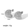 Wholesale Stainless Steel Geometric Cshaped Tassel Pleated Texture Electroplated Women's Earrings