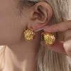 Wholesale Stainless Steel Geometric Cshaped Wrinkled Texture Cast Pvd Electroplated Women's Earrings
