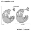 Wholesale Stainless Steel Geometric Cshaped Wrinkled Texture Cast Pvd Electroplated Women's Earrings