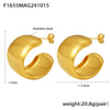 Wholesale Stainless Steel Geometric Ctype Pvd Plated Gold Fadeless Fashion Earrings For Women