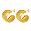 Wholesale Stainless Steel Geometric Ctype Pvd Plated Gold Fadeless Fashion Earrings For Women