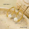 Wholesale Stainless Steel Geometric Cut Out Pearl Vintage Earrings Electroplated
