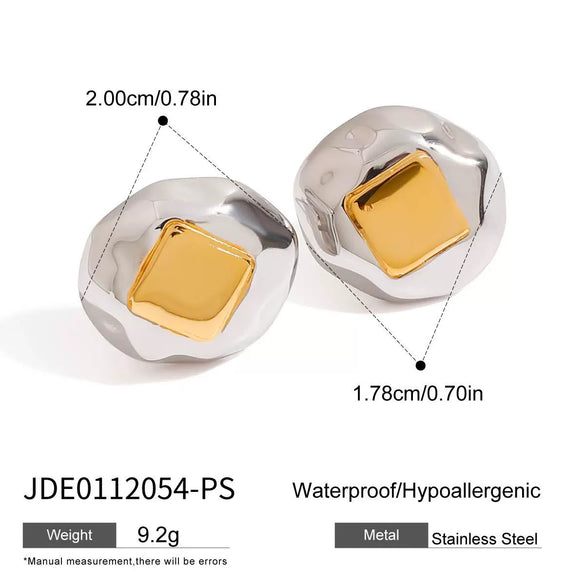 Wholesale Stainless Steel Geometric Design Electroplated Liquid Metal Trendy Earrings Jewelry