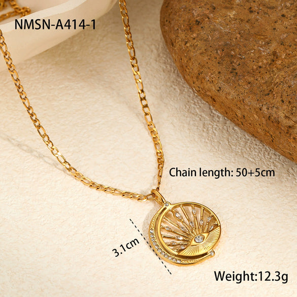 Wholesale Stainless Steel Geometric Devil's Eye Pendant Necklace With Electroplating For Women
