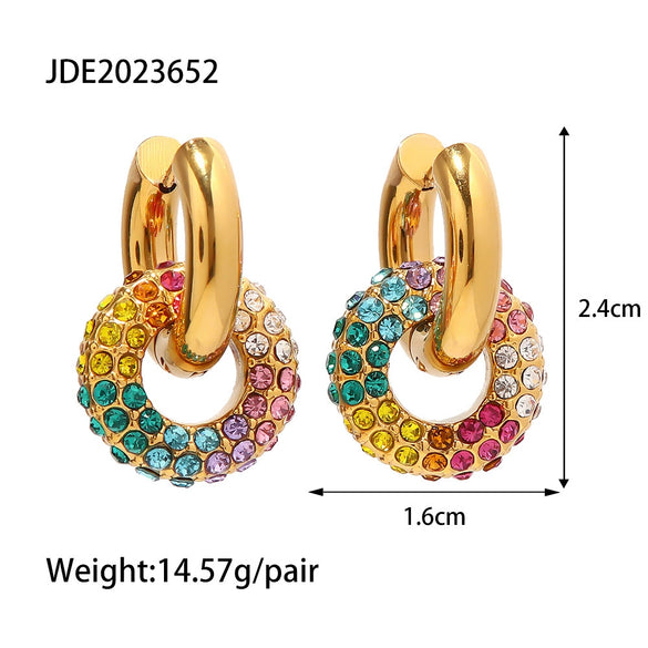 Wholesale Stainless Steel Geometric Diamond Earrings For Women With Electroplating Treatment Light Luxury Style