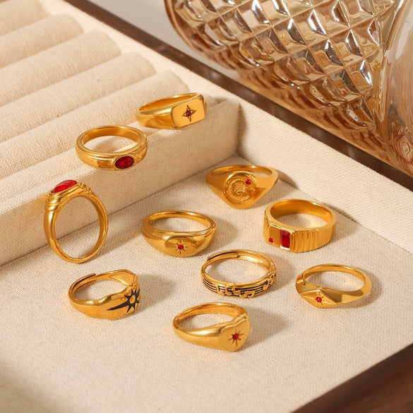 Wholesale Stainless Steel Geometric Diamond Ring For Women