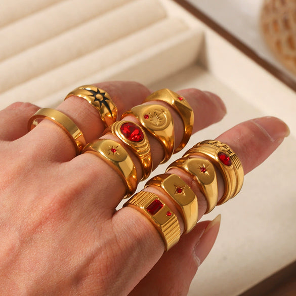 Wholesale Stainless Steel Geometric Diamond Ring For Women