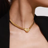 Wholesale Stainless Steel Geometric Diamondencrusted Retro Light Luxury Clavicle Chain Necklace With Electroplating For Women