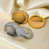 Wholesale Stainless Steel Geometric Disc Earrings With Diamond Inlay And Gold Plated For Women