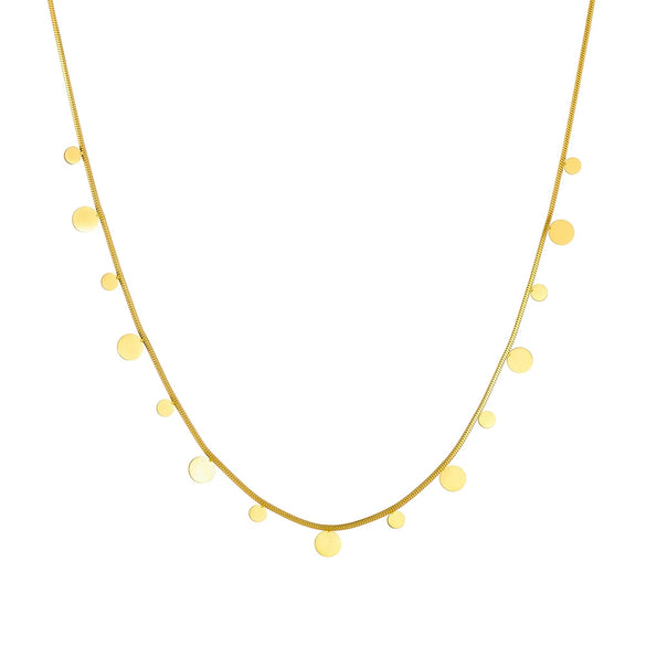 Wholesale Stainless Steel Geometric Disc Square Clavicle Chain Necklace Goldplated Snake Bone Chain For Women