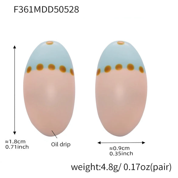 Wholesale 316L Stainless Steel Geometric Dopamine Earrings Glazed Electroplated Cute Oil Painting Style Cartoon