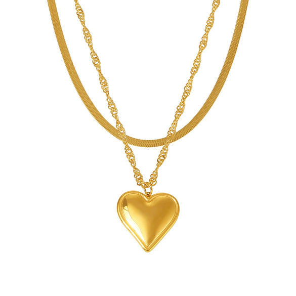 Wholesale Stainless Steel Geometric Double Clavicle Necklace Jewelry Electroplated With 18K Gold For Women Light Luxury Style