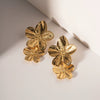 Wholesale Stainless Steel Geometric Double Flower Electroplated Women's Earrings Fashion Light Luxury Style