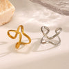 Wholesale Stainless Steel Geometric Double Layer Line Design Electroplated Ring For Women