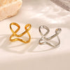 Wholesale Stainless Steel Geometric Double Layer Line Design Electroplated Ring For Women