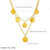 Wholesale Stainless Steel Geometric Double Layer Round Tag Retro Necklace For Women With Electroplating