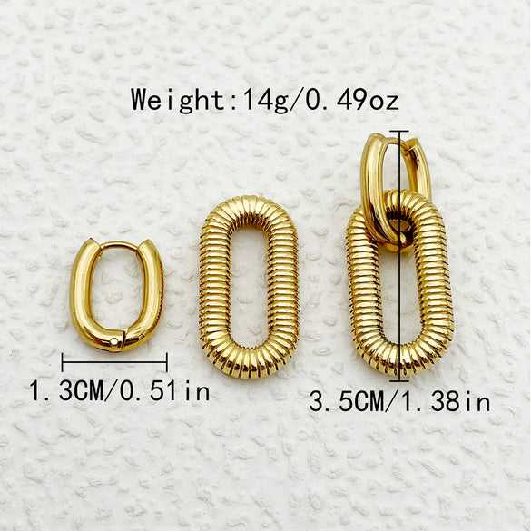 Wholesale Stainless Steel Geometric Double Ring Earrings 14K Gold Plated