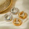 Wholesale Stainless Steel Geometric Double Twist Oval Earrings With Electroplating For Women