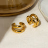 Wholesale Stainless Steel Geometric Doublelayer Ear Clip Earrings With Electroplating French Retro Design