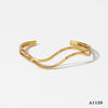 Wholesale Stainless Steel Geometric Doublelayer Open Bracelet With Electroplating Hand Jewelry