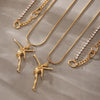 Wholesale Stainless Steel Geometric Doublelayer Stacked Necklace With Dancing Girl Pendant For Women Electroplated Luxury Style