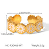 Wholesale Stainless Steel Geometric Dripping Oil Daisy Open Ring Women's Jewelry