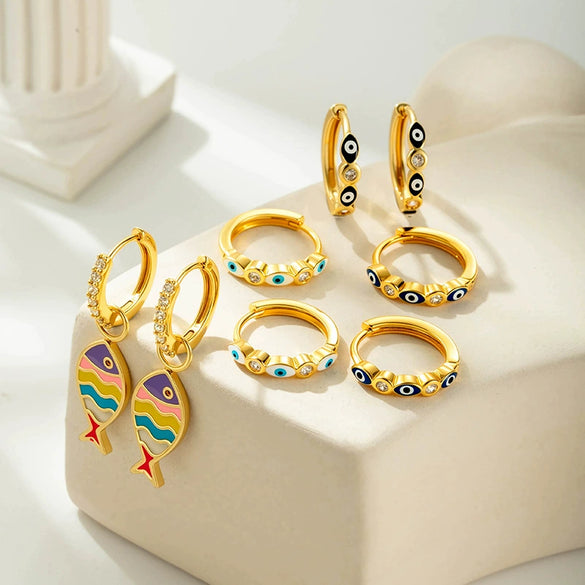 Wholesale Stainless Steel Geometric Dripping Oil Style Pierced Earrings